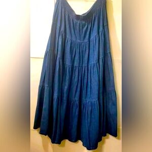 Skirt by Willow Bend Vintage Denim Tiered 💙 100% Cotton Made in USA 🇺🇸 Sz XL